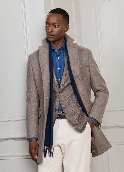 Wool-Cashmere Blend Overcoat with Bib