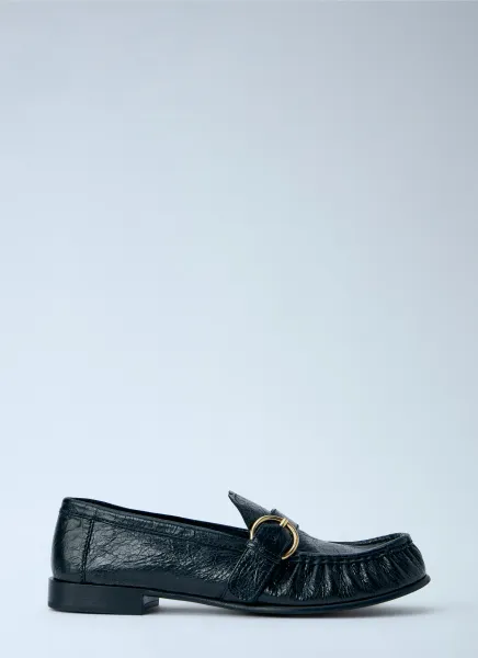 MIU MIU Leather Loafers with Buckle Detail