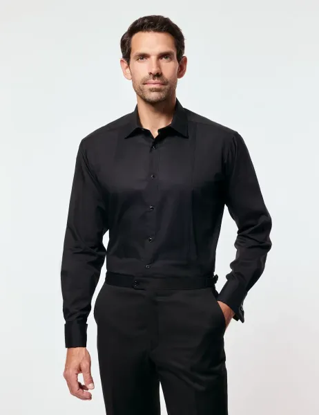 Hawes & Curtis Regular Fit Waffle Evening Shirt Black