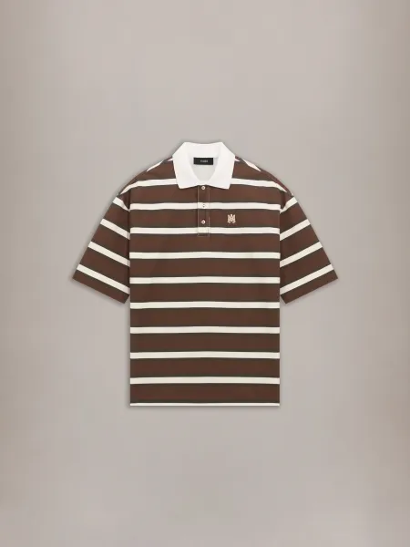 MA STRIPED OVERSIZED POLO - Tobacco
