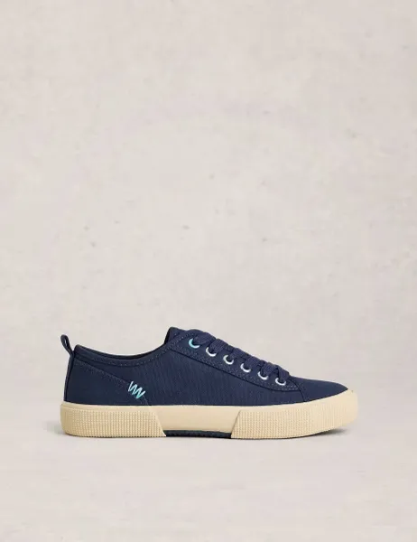 White Stuff Canvas Lace Up Trainers Navy