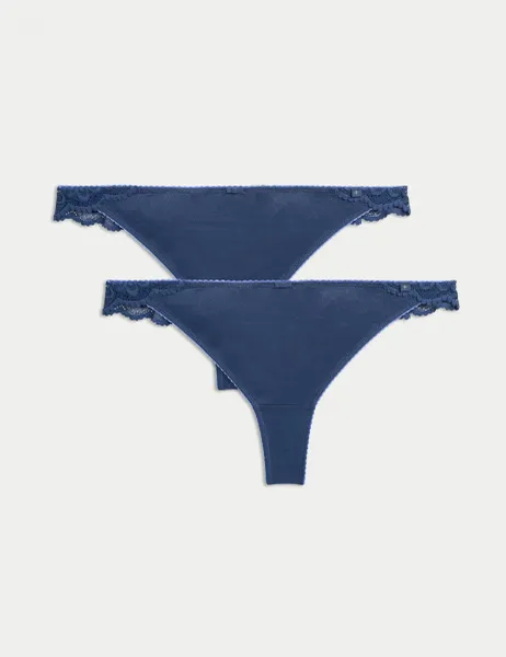 B by Boutique 2 Pack Hanna Glossie Microfibre Thongs Dark Blue