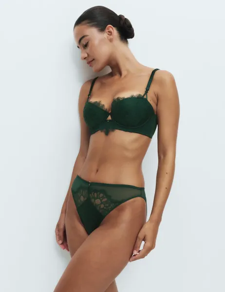 Marks & Spencer Margot Lace High Leg Knickers Dark Bottle