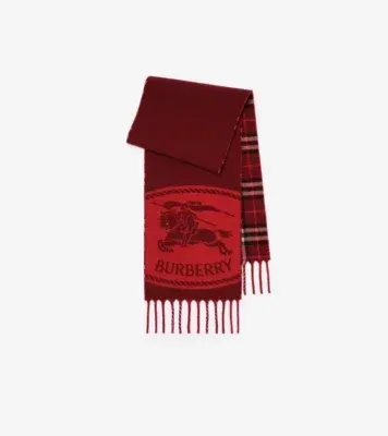 Reversible Knight Stamp Scarf in Oxblood red