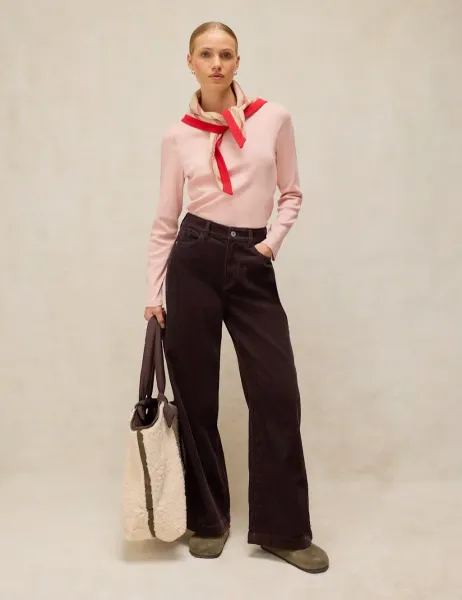 White Stuff Ayla Cord Wide Leg Trousers Brown