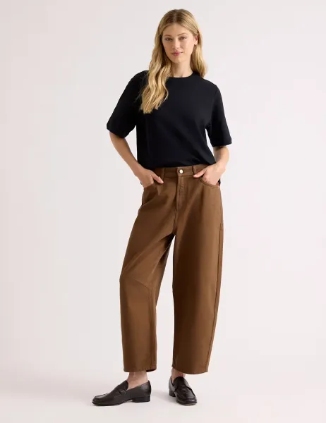 Albaray Mid Rise Barrel Jeans Chocolate