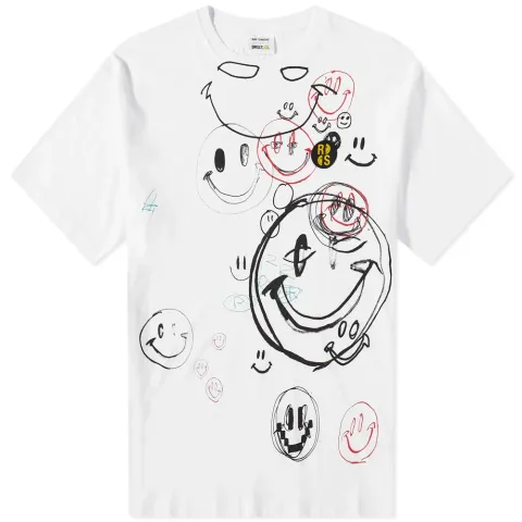 Oversized Student Print Smiley T-Shirt