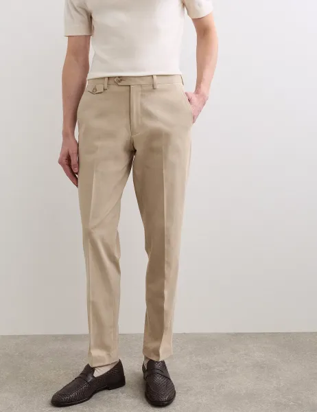 Jaeger Tailored Fit Italian Cotton Chinos Beige