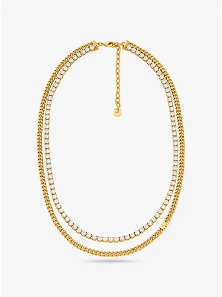 Michael Kors Precious Metal-Plated Brass Double Chain Tennis Necklace