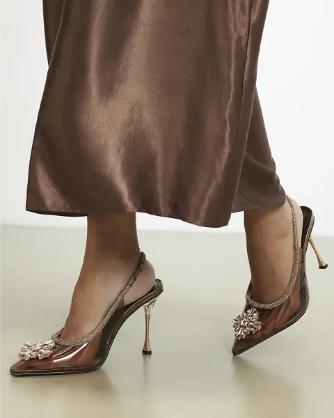 River Island Perspex Diamante Court Heels