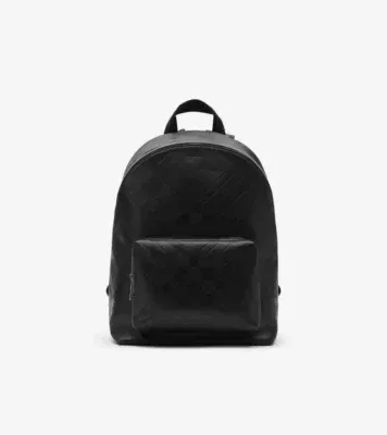Embossed Check Backpack in Black - Men, Leather