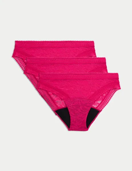 Marks & Spencer 3pk Heavy Absorbency Period Bikini Knickers Pink