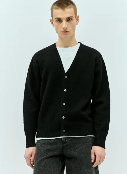 Brushed Wool-Blend Knit Cardigan