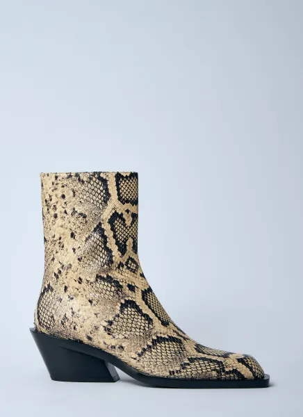 Snakeskin Embossed Leather Boots