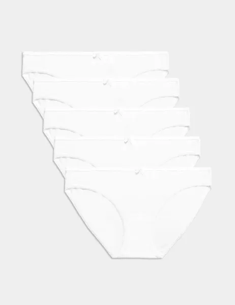 Marks & Spencer 5pk Cotton Lycra Bikini Knickers White