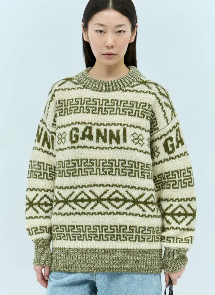 Logo Jacquard Wool Sweater