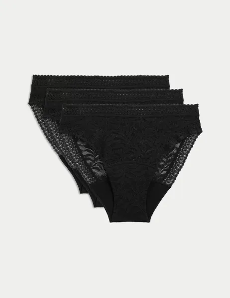 Marks & Spencer 3pk Heavy Absorbency Period High Leg Knickers Black