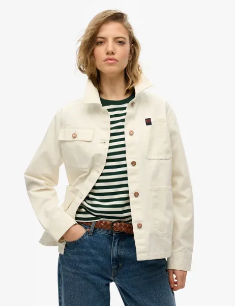 Superdry & Co Pure Cotton Denim Relaxed Utility Jacket White