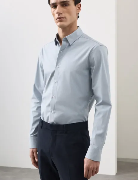Autograph Slim Fit Cotton Stretch 360 Flex Shirt Dusty Blue