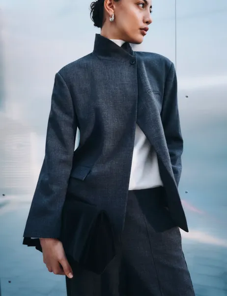 Marks & Spencer Tailored Asymmetric Blazer Dark Grey