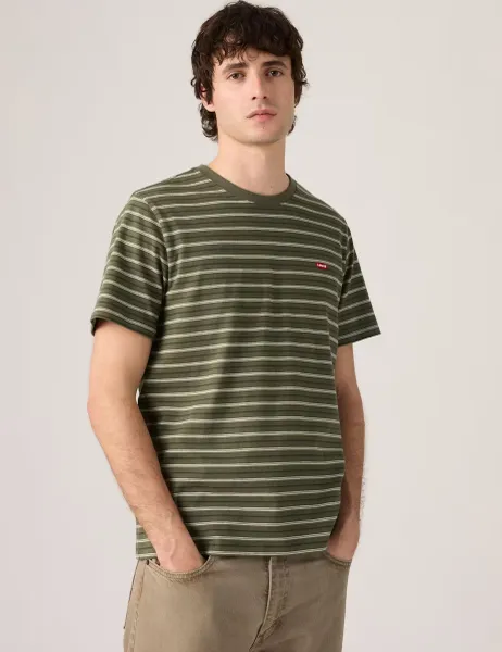 Levi's Levi's Original Housemark Pure Cotton Striped T-Shirt Green Mix