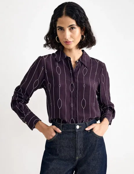 Phase Eight Printed Button Through Blouse Purple Mix