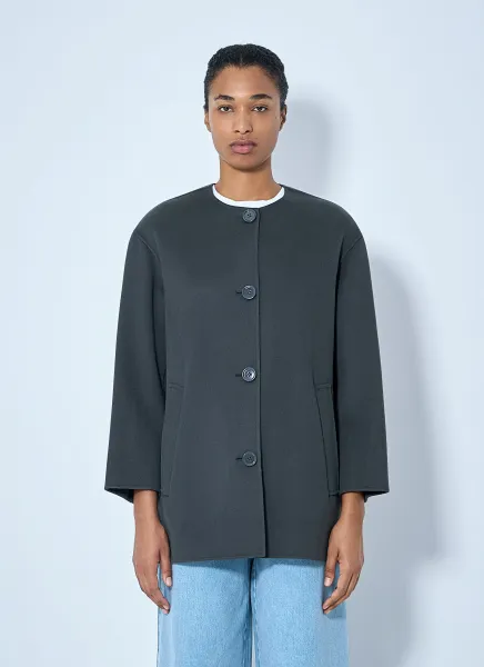 Minimalist Wool Coat with Scarf