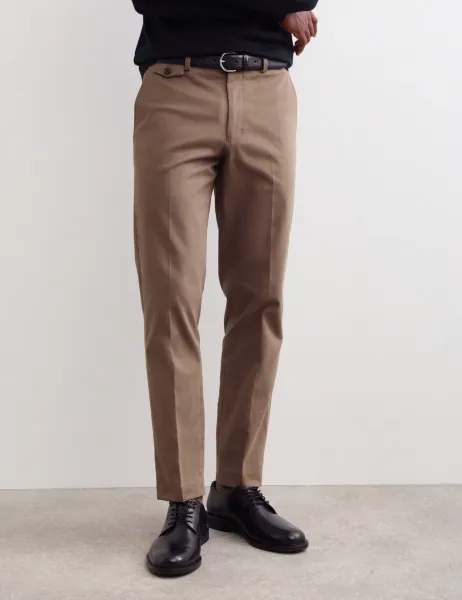 Jaeger Tailored Fit Italian Cotton Chinos Brown