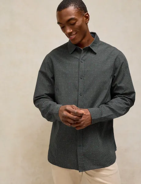 White Stuff Douglas Pure Cotton Long Sleeve Shirt Grey Mix