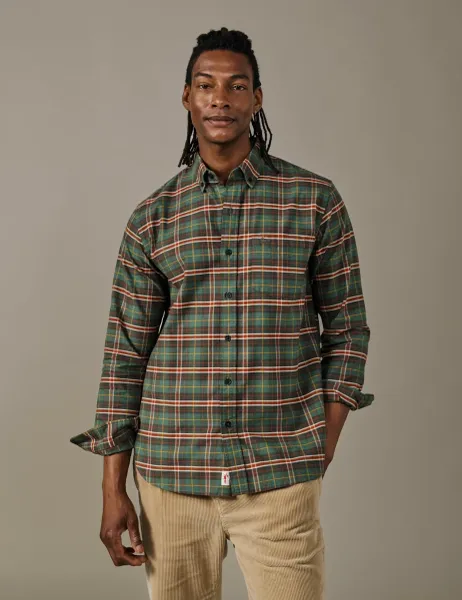 Aubin Regular Fit Pure Cotton Check Oxford Shirt Green Mix