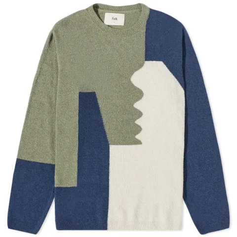 Multi Intarsia Crew Knit