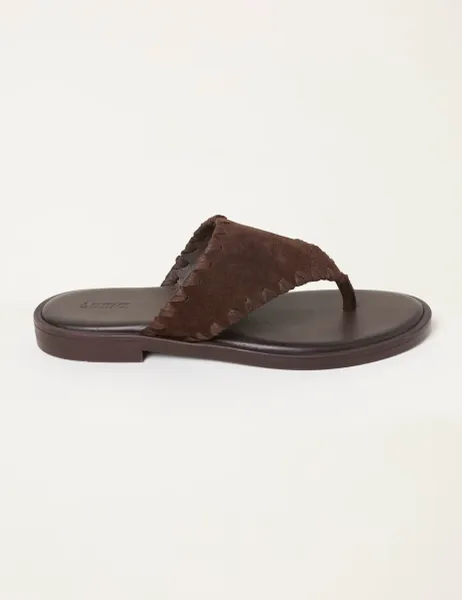 FatFace Leather Slip On Flat Mules Chocolate