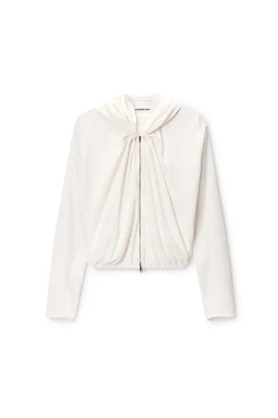 Draped Neck Zip-Up Hoodie