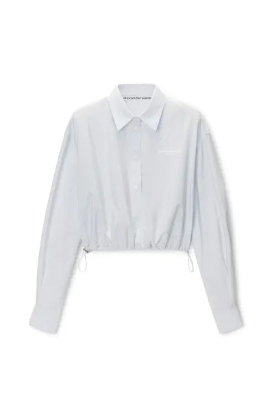 Cropped Shirt with Adjustable Drawcord Hem