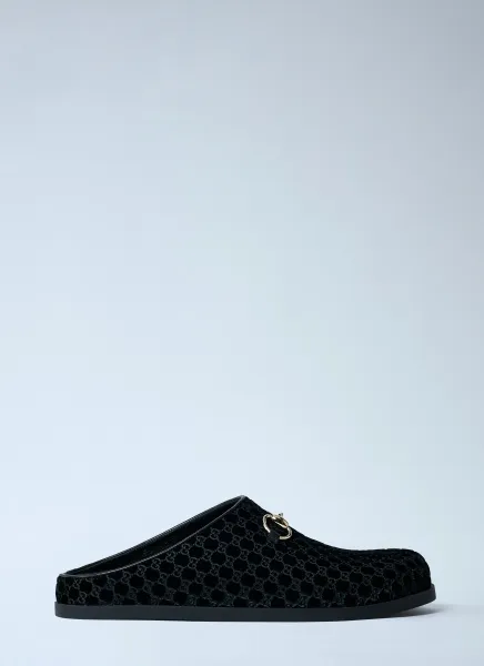 Velvet Horsebit Mules