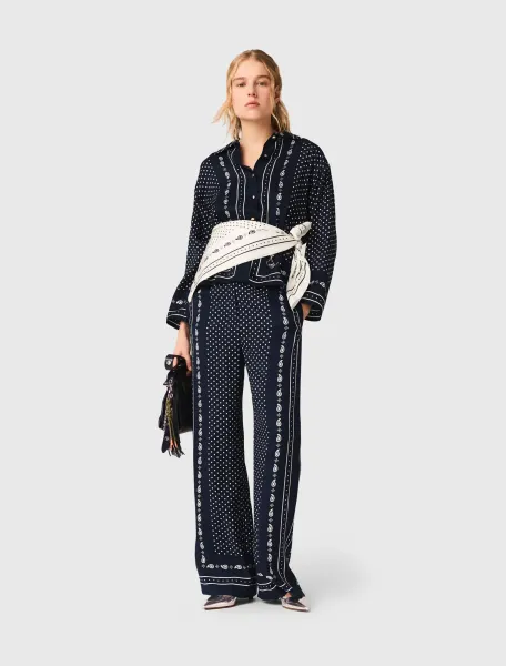 Printed fluid trousers