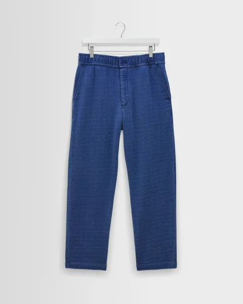 Kurt - Indigo Textured Organic Dobby Cotton Relaxed Fit Trousers