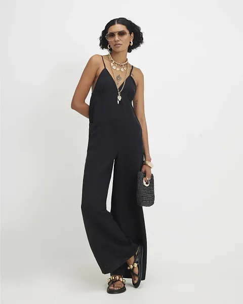 River Island Twill V-Neck Jumpsuit