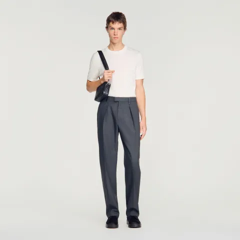 Wide-leg wool trousers