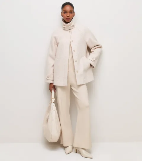Women's Cream Knit Wide Leg Trouser