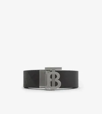 Reversible Check TB Belt in Charcoal grey/graphite