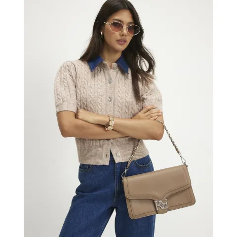 River Island Cable Knit Hybrid Polo Top