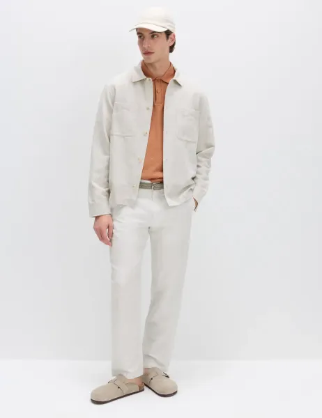 Marks & Spencer Linen Rich Overshirt Stone Mix