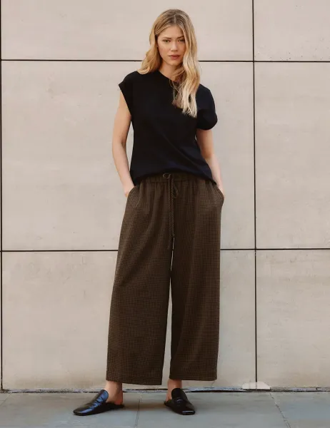 Albaray Gingham Drawstring Barrel Leg Trousers