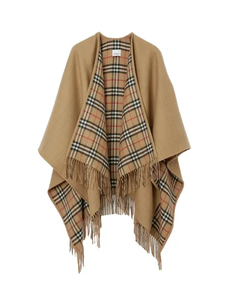 Women Wool Cape Reversible A Beige