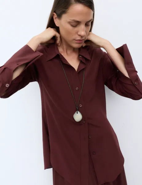 Autograph Pure Silk Shirt Mahogany