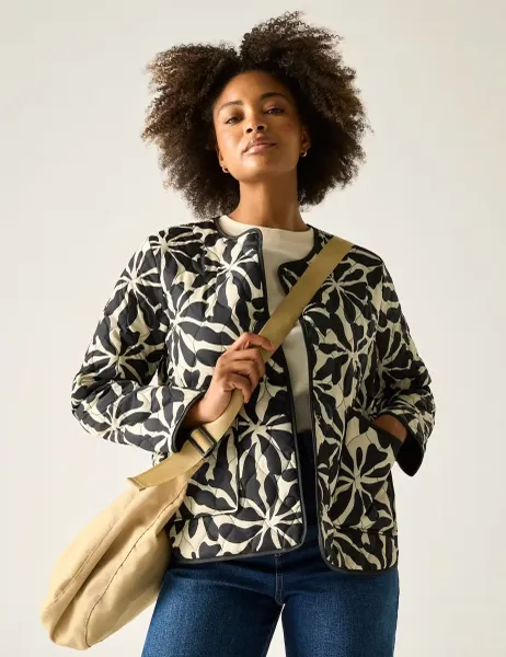 Regatta Mira Floral Oversized Puffer Jacket Beige Mix