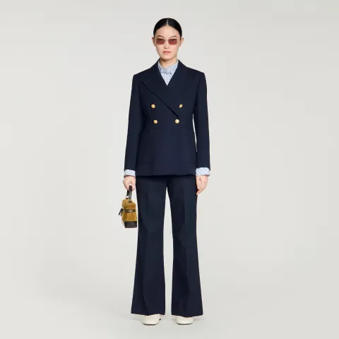 Slim-fit wool suit jacket