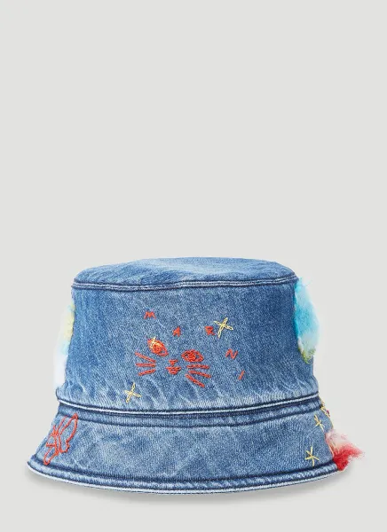Mohair-Patches Bucket Hat