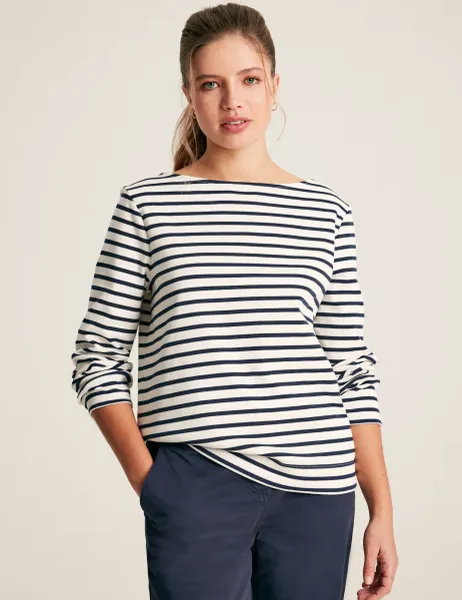 Joules Pure Cotton Striped Top Navy Mix